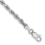 14K White Gold 8 Inch 3.35mm Diamond-Cut Quadruple Rope Lobster Clasp Chain