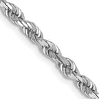 14K White Gold Solid Diamond-Cut Rope Chain Necklace 3.35mm