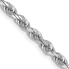 14K White Gold 30 Inch 3.35mm Diamond-cut Quadruple Rope Lobster Clasp Chain