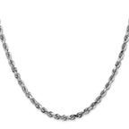 14K White Gold Solid Diamond-Cut Rope Chain Necklace 4mm