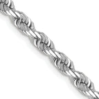 14K White Gold Solid Diamond-Cut Rope Chain Necklace 4mm