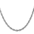 14K White Gold Solid Diamond-Cut Rope Chain Necklace 4.5mm