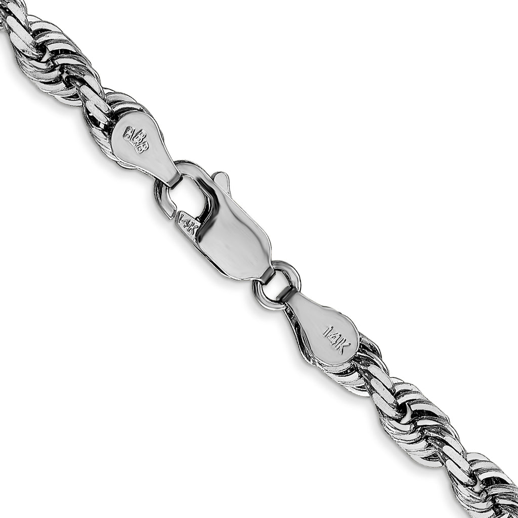 14K White Gold Solid Diamond-Cut Rope Chain Necklace 4.5mm