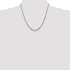 14K White Gold Solid Diamond-Cut Rope Chain Necklace 4.5mm