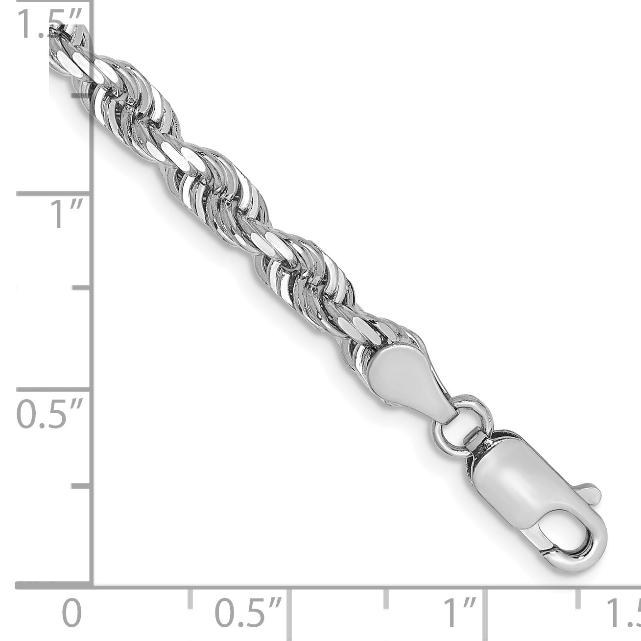 14K White Gold 8 Inch 4.5mm Diamond-Cut Quadruple Rope Lobster Clasp Chain Secondary image