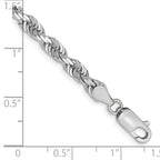 14K White Gold 8 Inch 4.5mm Diamond-Cut Quadruple Rope Lobster Clasp Chain
