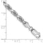 14K White Gold 8 Inch 4.5mm Diamond-Cut Quadruple Rope Lobster Clasp Chain