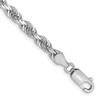 14K White Gold 8 Inch 4.5mm Diamond-Cut Quadruple Rope Lobster Clasp Chain