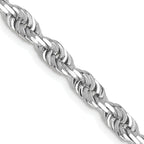 14K White Gold Solid Diamond-Cut Rope Chain Necklace 4.5mm