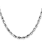 14K White Gold Solid Diamond-Cut Rope Chain Necklace 5mm