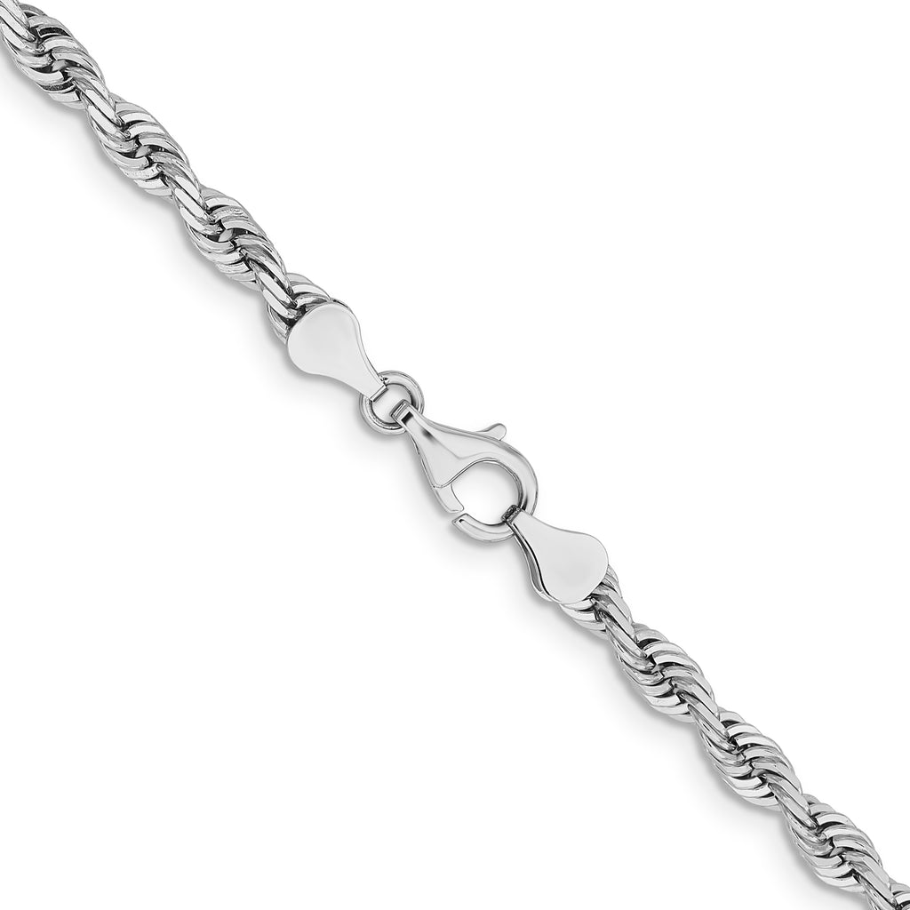 14K White Gold Solid Diamond-Cut Rope Chain Necklace 5mm