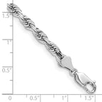 14K White Gold 7 Inch 5mm Diamond-cut Quadruple Rope Lobster Clasp Chain