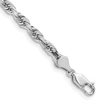 14K White Gold 8 Inch 5mm Diamond-Cut Quadruple Rope Lobster Clasp Chain