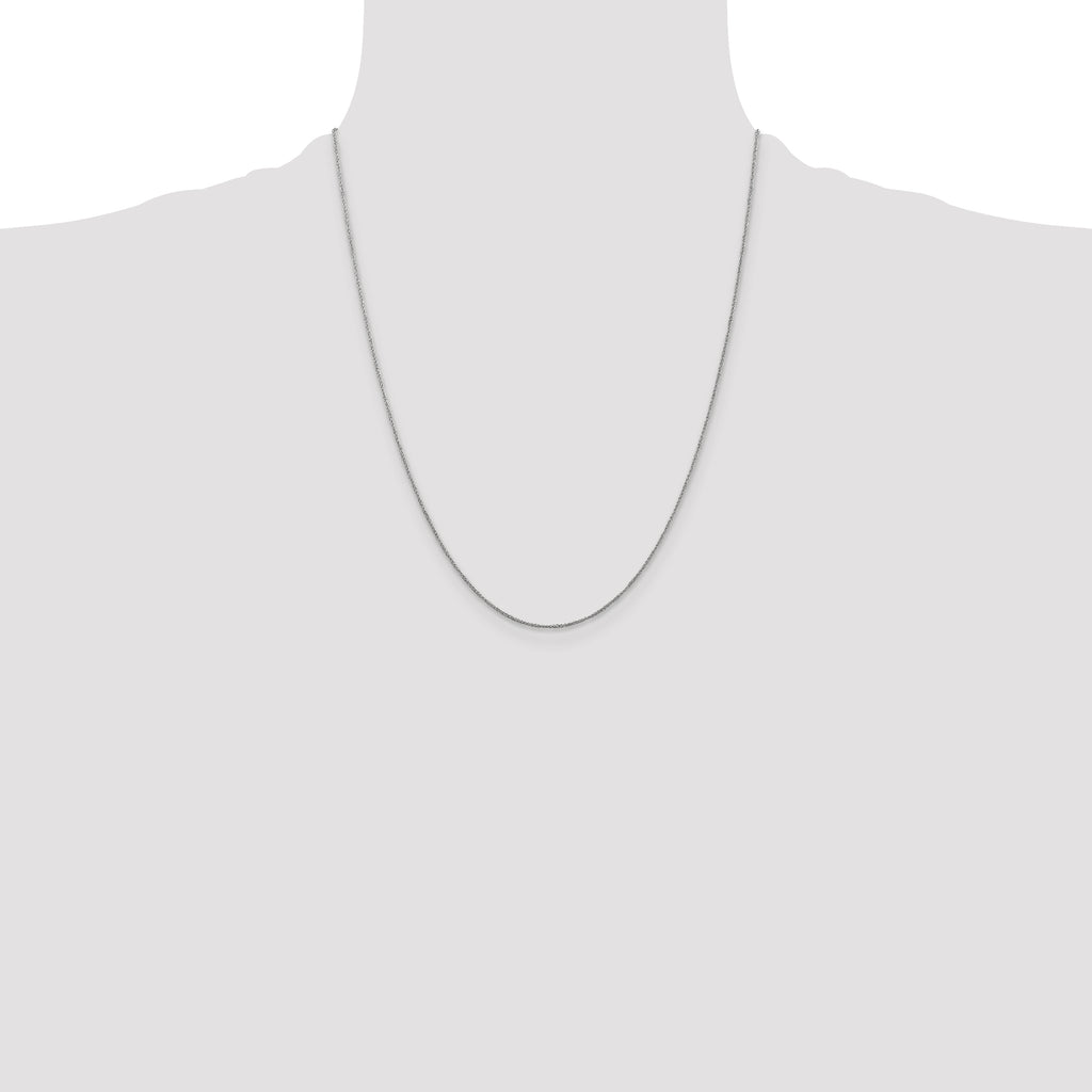 14K  White Gold 22 inch .70mm Ropa with Spring Ring Clasp Chain