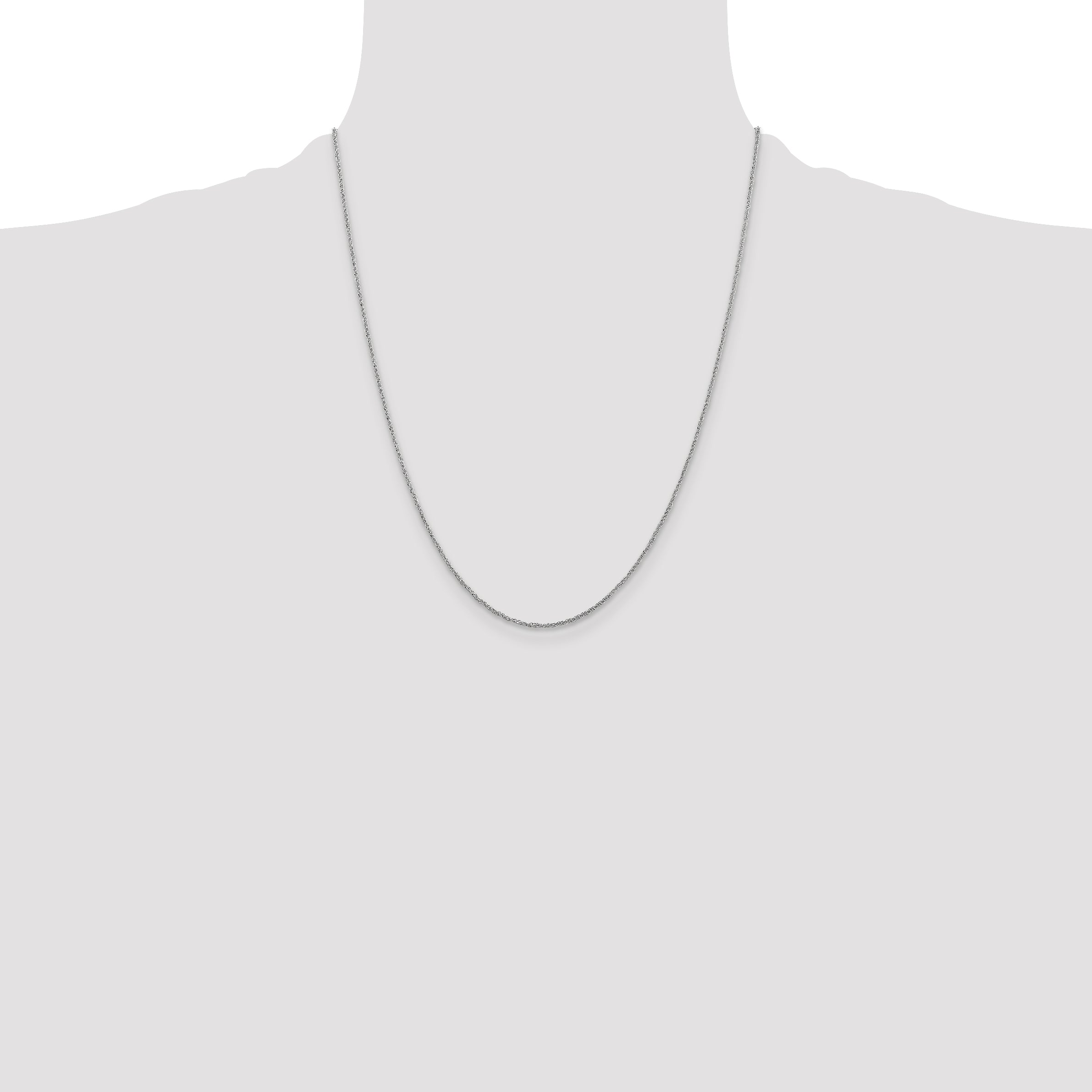 14K  White Gold 22 inch 1.1mm Ropa with Spring Ring Clasp Chain