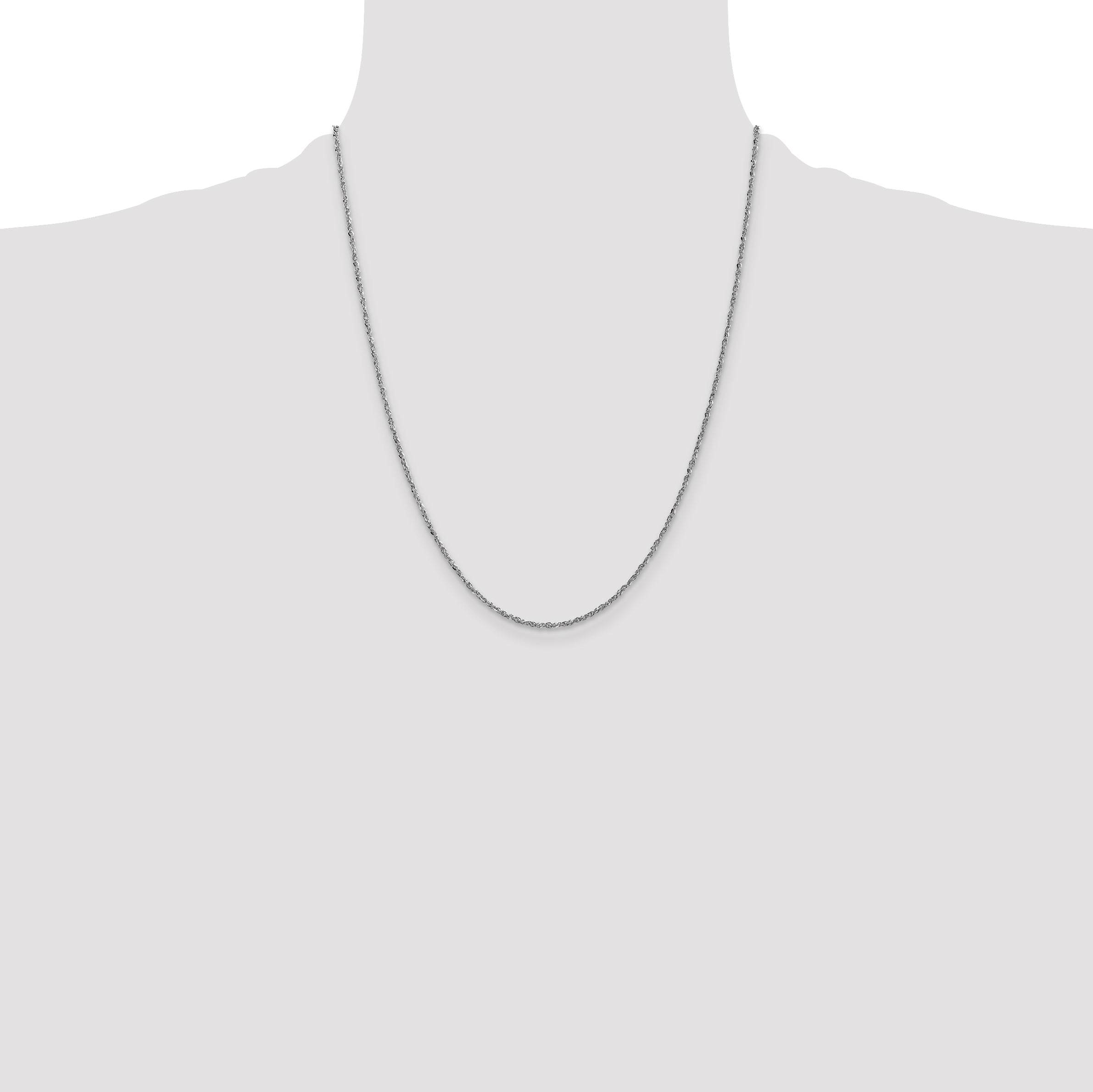 14K  White Gold 22 inch 1.7mm Ropa with Lobster Clasp Chain