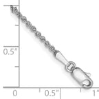14K  White Gold 10 inch 1.7mm Ropa with Lobster Clasp Anklet