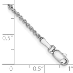 14K  White Gold 10 inch 1.7mm Ropa with Lobster Clasp Anklet
