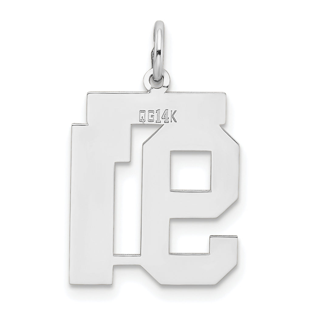 Medium Number 91 Charm in 14K White Gold, Satin - Sophia Jewelers