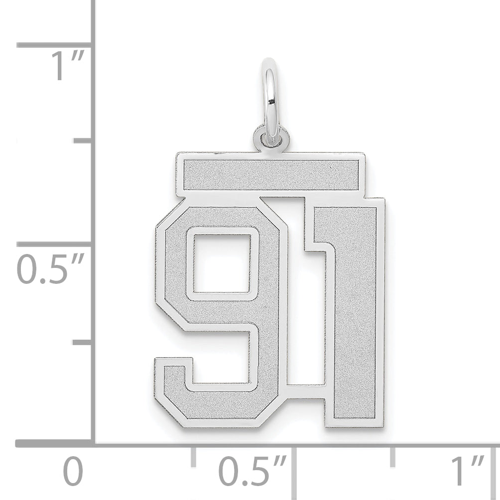 Medium Number 91 Charm in 14K White Gold, Satin - Sophia Jewelers