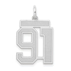 Medium Number 91 Charm in 14K White Gold, Satin - Sophia Jewelers