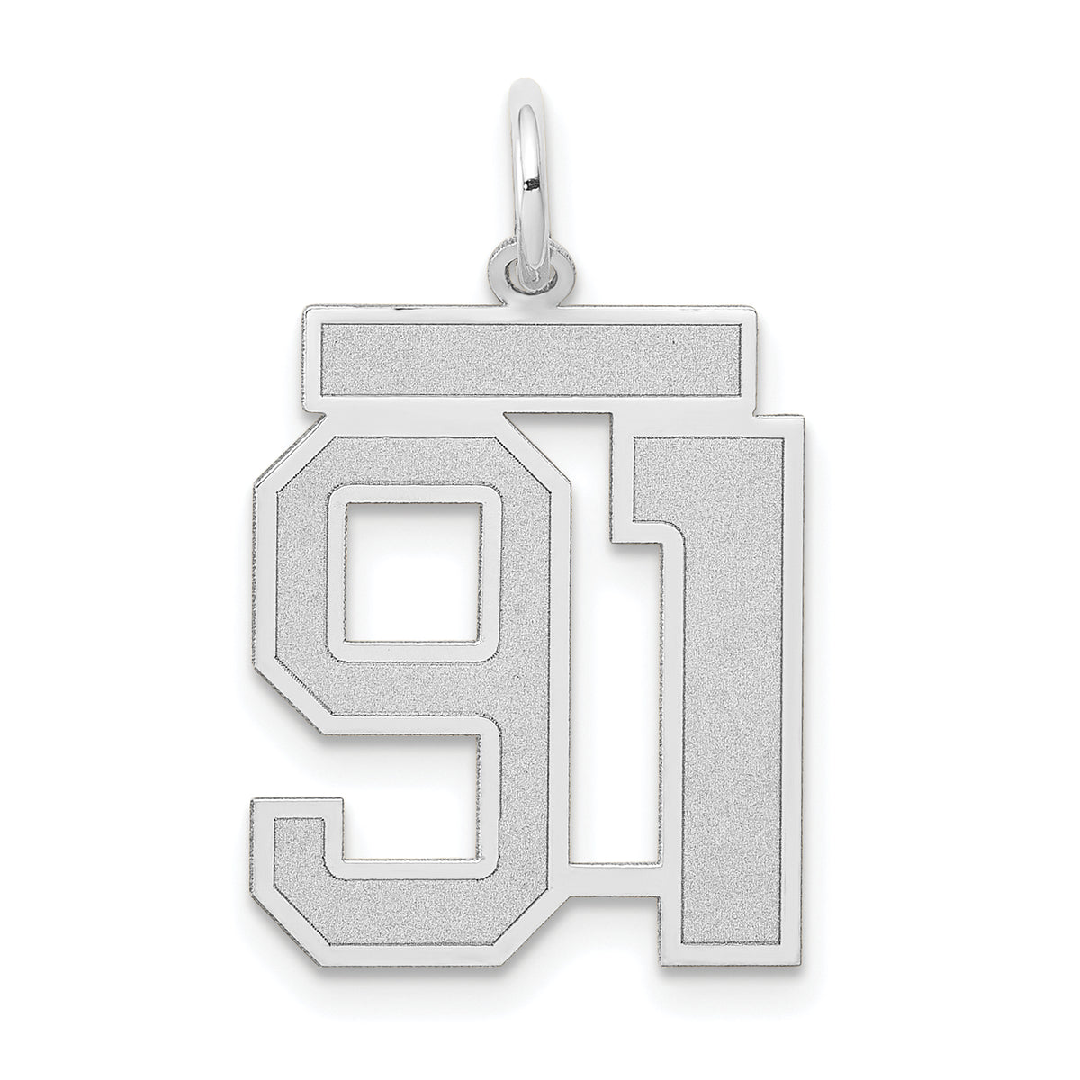 Medium Number 91 Charm in 14K White Gold, Satin - Sophia Jewelers