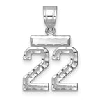Number 22 Charm in 14K White Gold, Brushed & Diamond-Cut - Sophia Jewelers