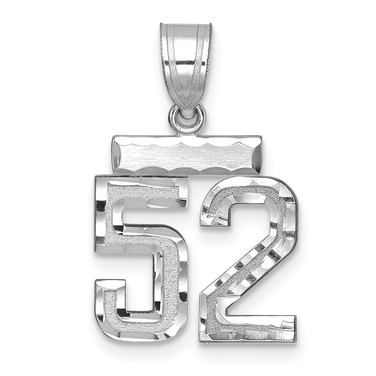 14kw Small  Brushed Diamond-cut Number 52 Charm