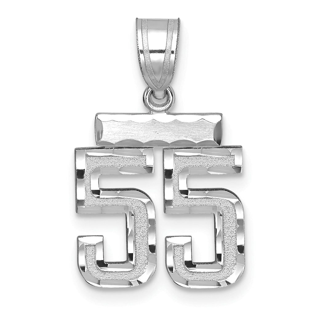 Small Number 55 Charm in 14K White Gold, Diamond-Cut - Sophia Jewelers