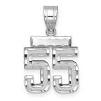 Small Number 55 Charm in 14K White Gold, Diamond-Cut - Sophia Jewelers