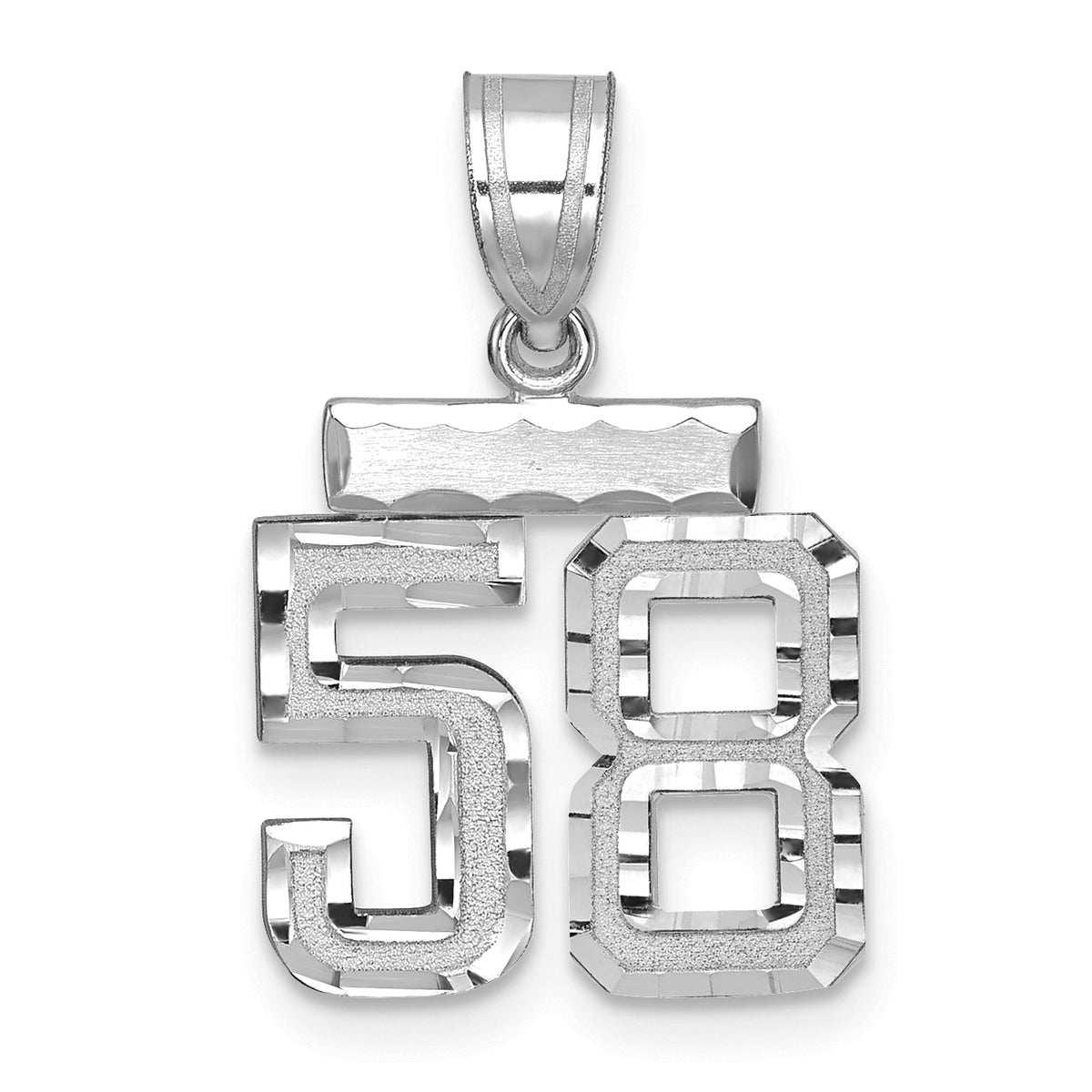 14kw Small Brushed Diamond-cut Number 58 Charm