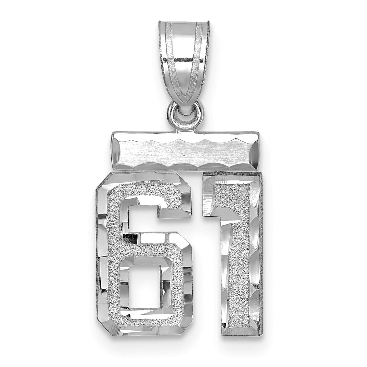 14kw Small Brushed Diamond-cut Number 61 Charm