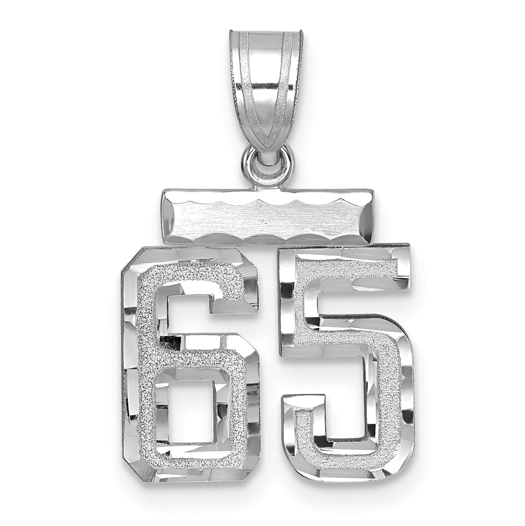 14kw Small Brushed Diamond-cut Number 65 Charm