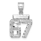 14kw Small Brushed Diamond-cut Number 67 Charm
