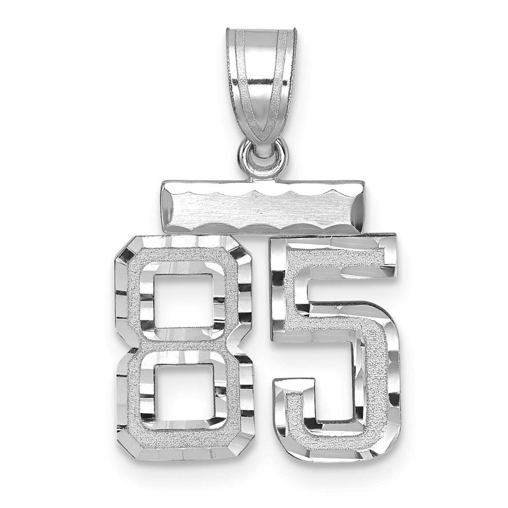 Number 85 Charm in 14K White Gold, Brushed & Diamond-Cut - Sophia Jewelers