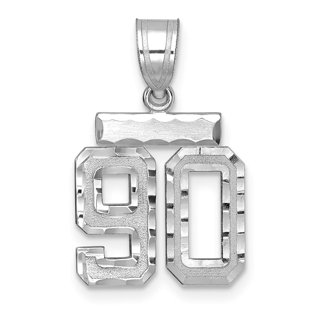Number 90 Charm in 14K White Gold, Diamond-Cut - Sophia Jewelers