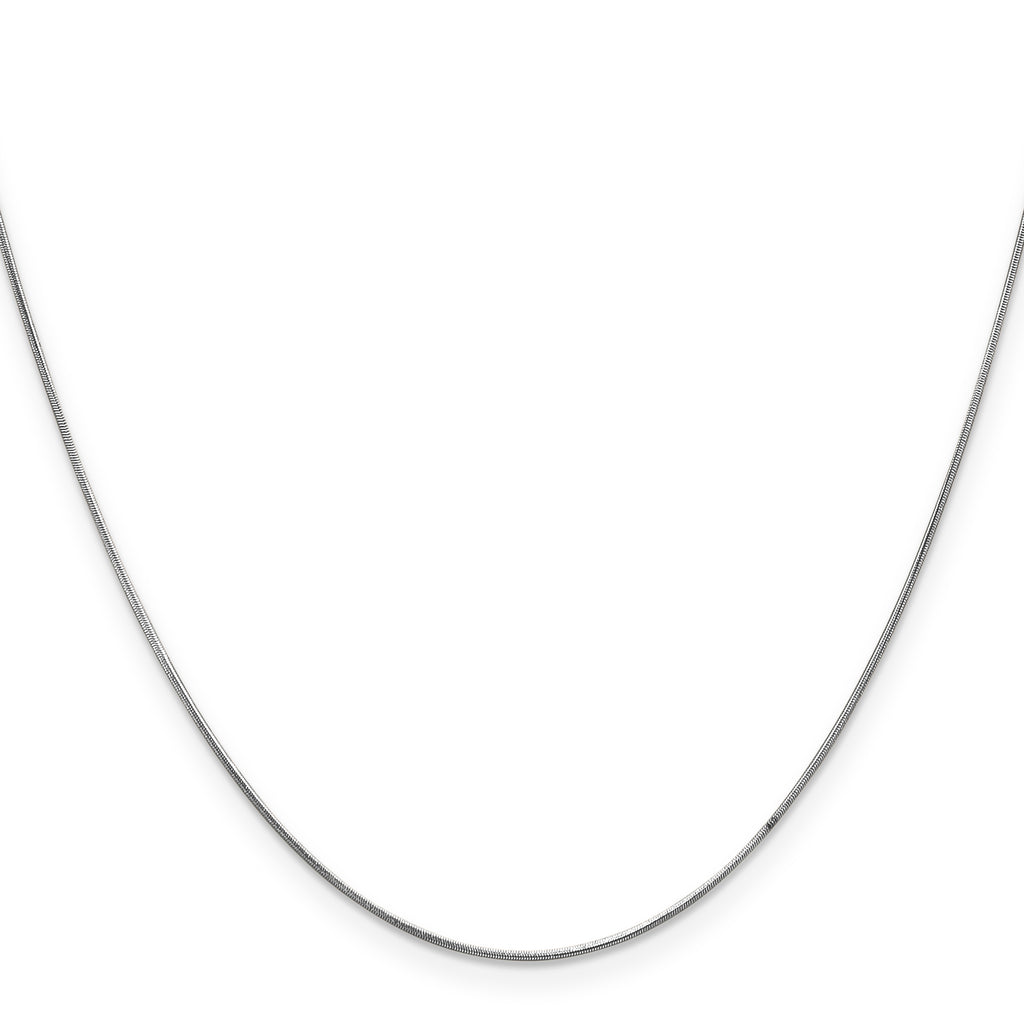 14K White Gold 24 inch .6mm Round Snake with Lobster Clasp Chain