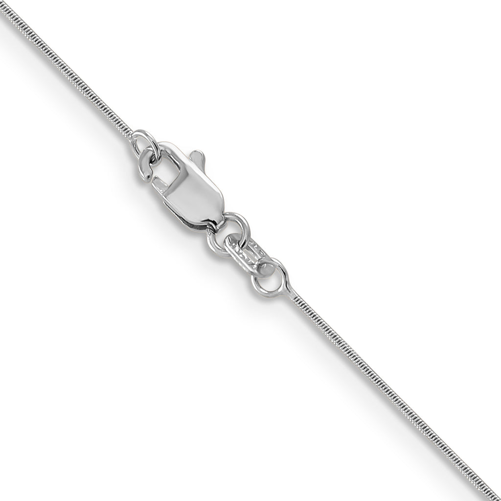 14K White Gold 24 inch .6mm Round Snake with Lobster Clasp Chain
