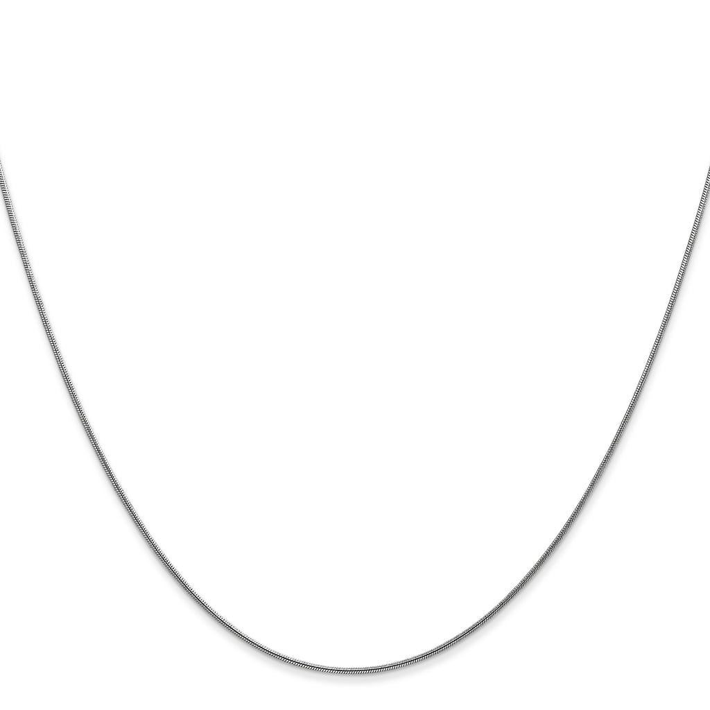 14K White Gold 30 inch .8mm Round Snake with Lobster Clasp Chain