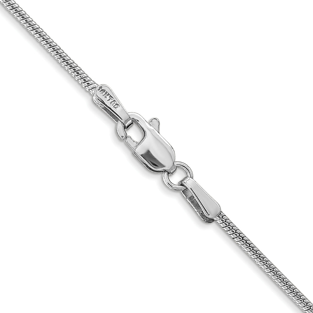 14K White Gold 30 inch 1.4mm Round Snake Lobster Clasp Chain