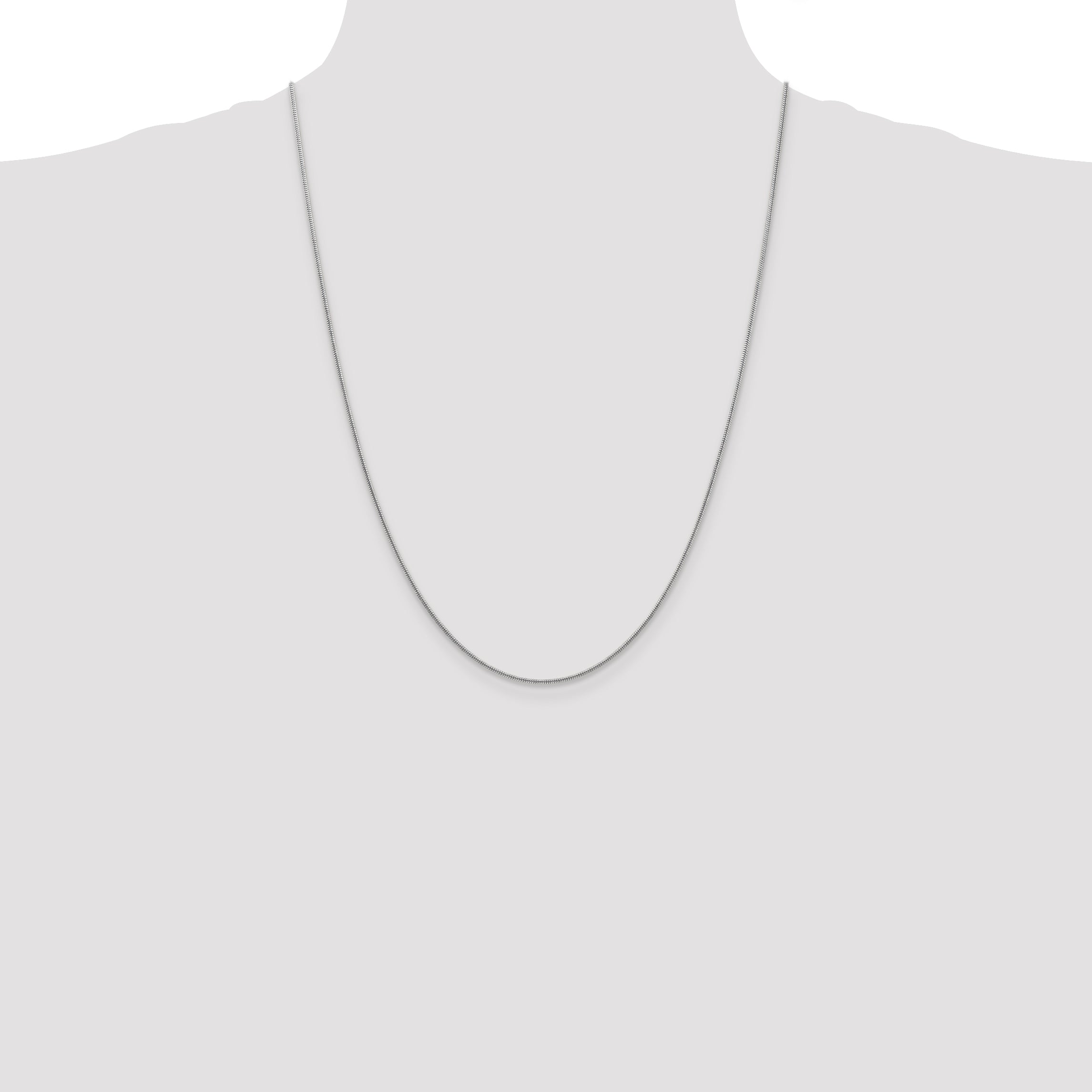 14K White Gold 24 inch 1.4mm Round Snake Lobster Clasp Chain