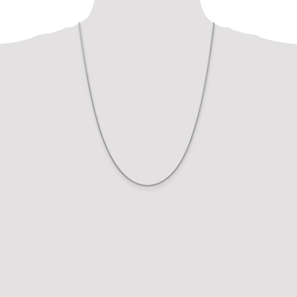 14K White Gold 24 inch 1.4mm Round Snake Lobster Clasp Chain