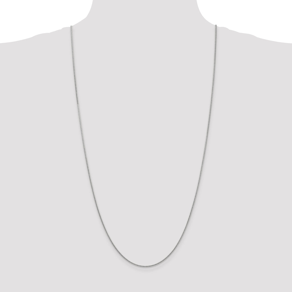 14K White Gold 30 inch 1.4mm Round Snake Lobster Clasp Chain