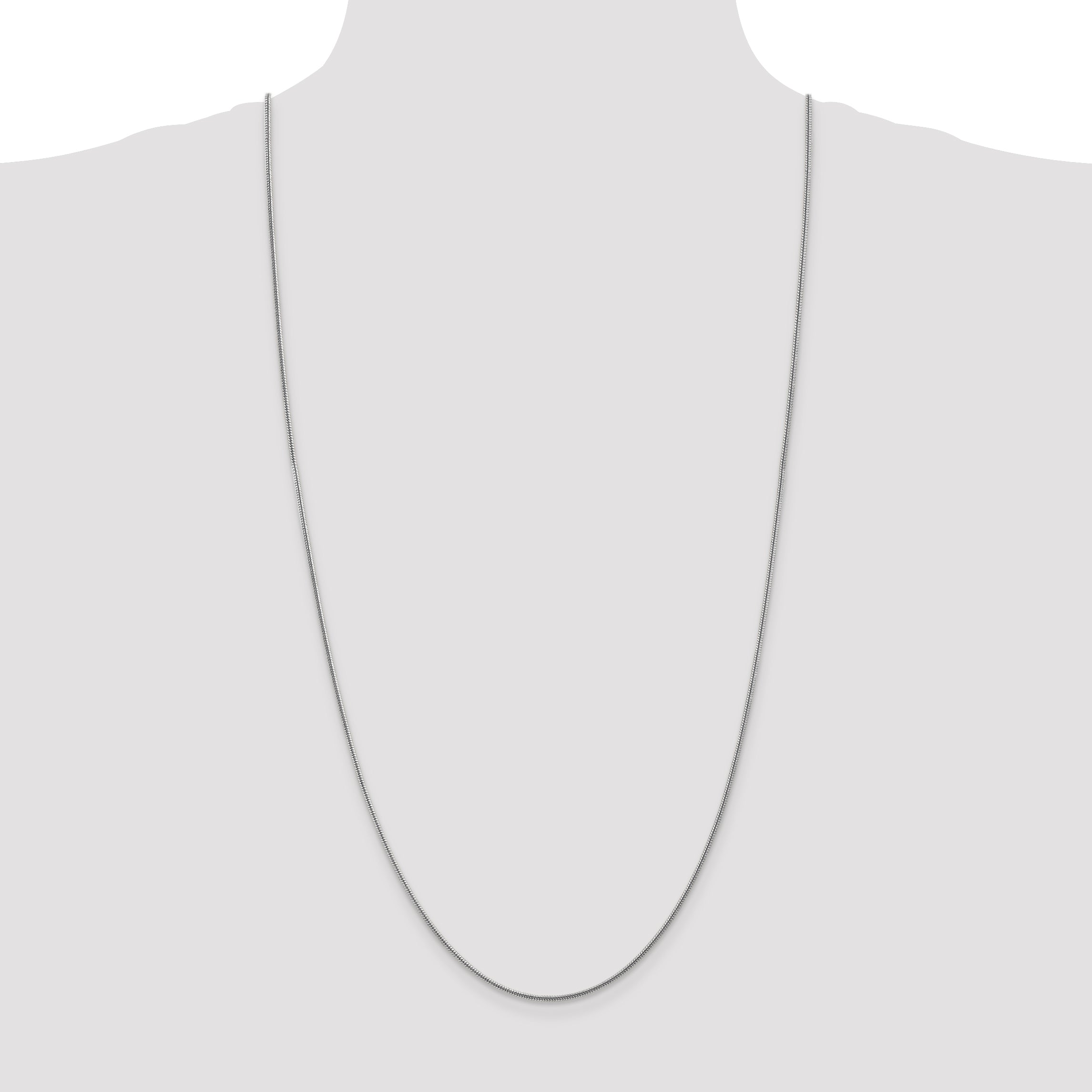 14K White Gold 30 inch 1.6mm Round Snake Lobster Clasp Chain