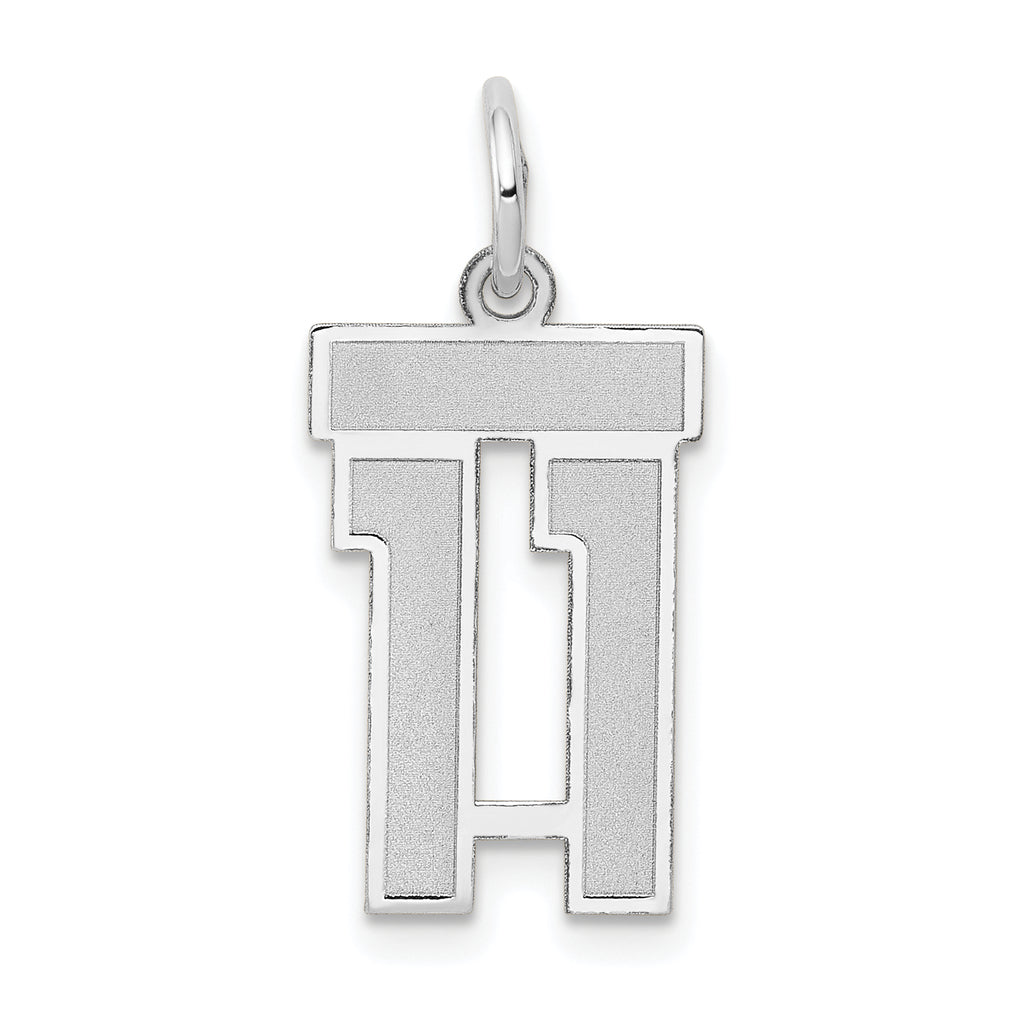 Small Number 11 Charm in 14K White Gold, Satin - Sophia Jewelers