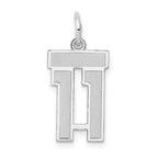Small Number 11 Charm in 14K White Gold, Satin - Sophia Jewelers