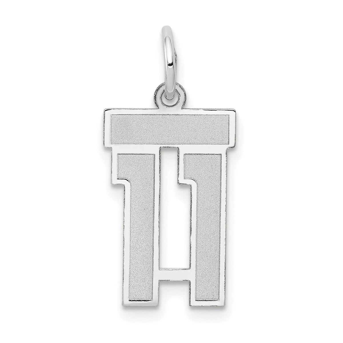 Small Number 11 Charm in 14K White Gold, Satin - Sophia Jewelers