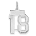 Small Number 18 Charm in 14K White Gold, Satin - Sophia Jewelers