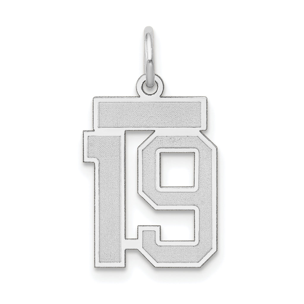 Small Number 19 Charm in 14K White Gold, Satin - Sophia Jewelers