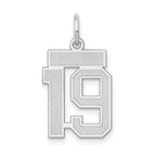 Small Number 19 Charm in 14K White Gold, Satin - Sophia Jewelers